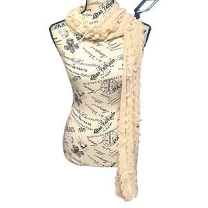 Cream Polka Dot Textured Scarf Polyester Lightweight & Stylish 18" Wide G Brand